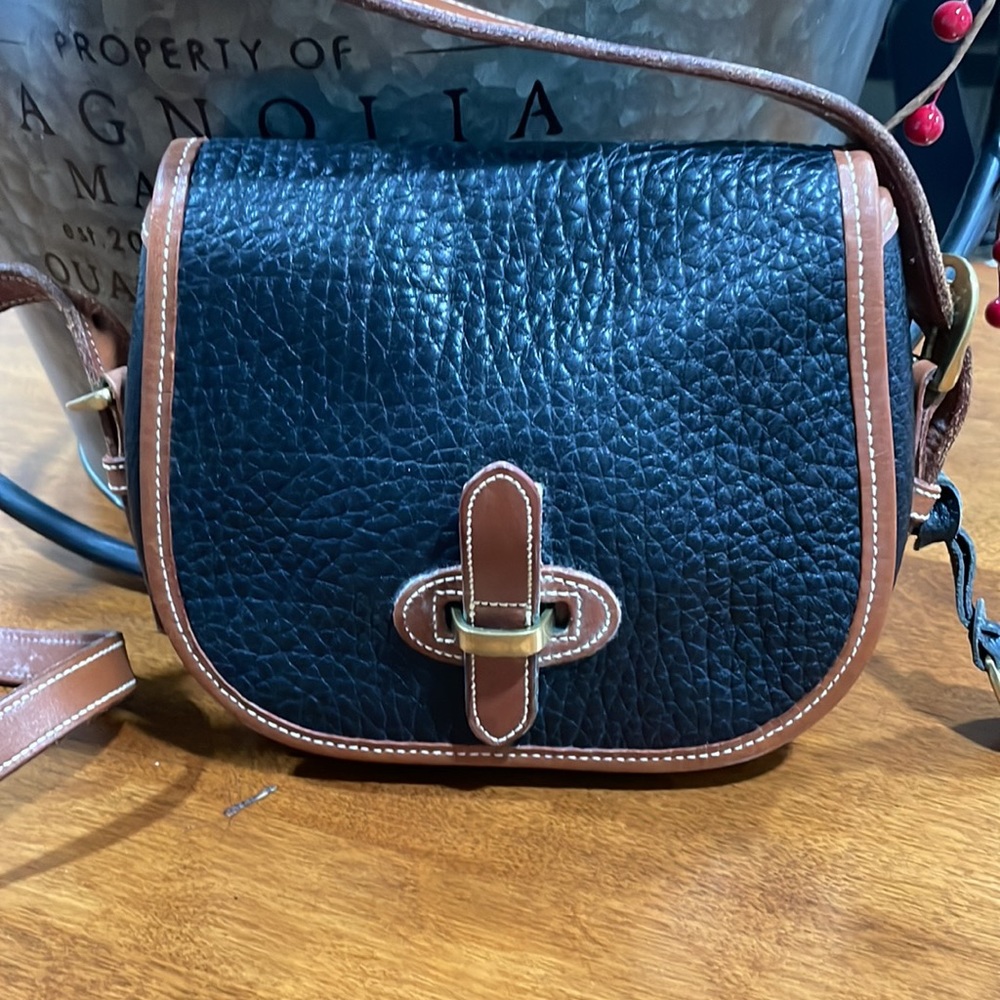 VTG DOONEY & BOURKE Marble Black/Tan LEATHER Green Tag Bag - Picture 2 of 9